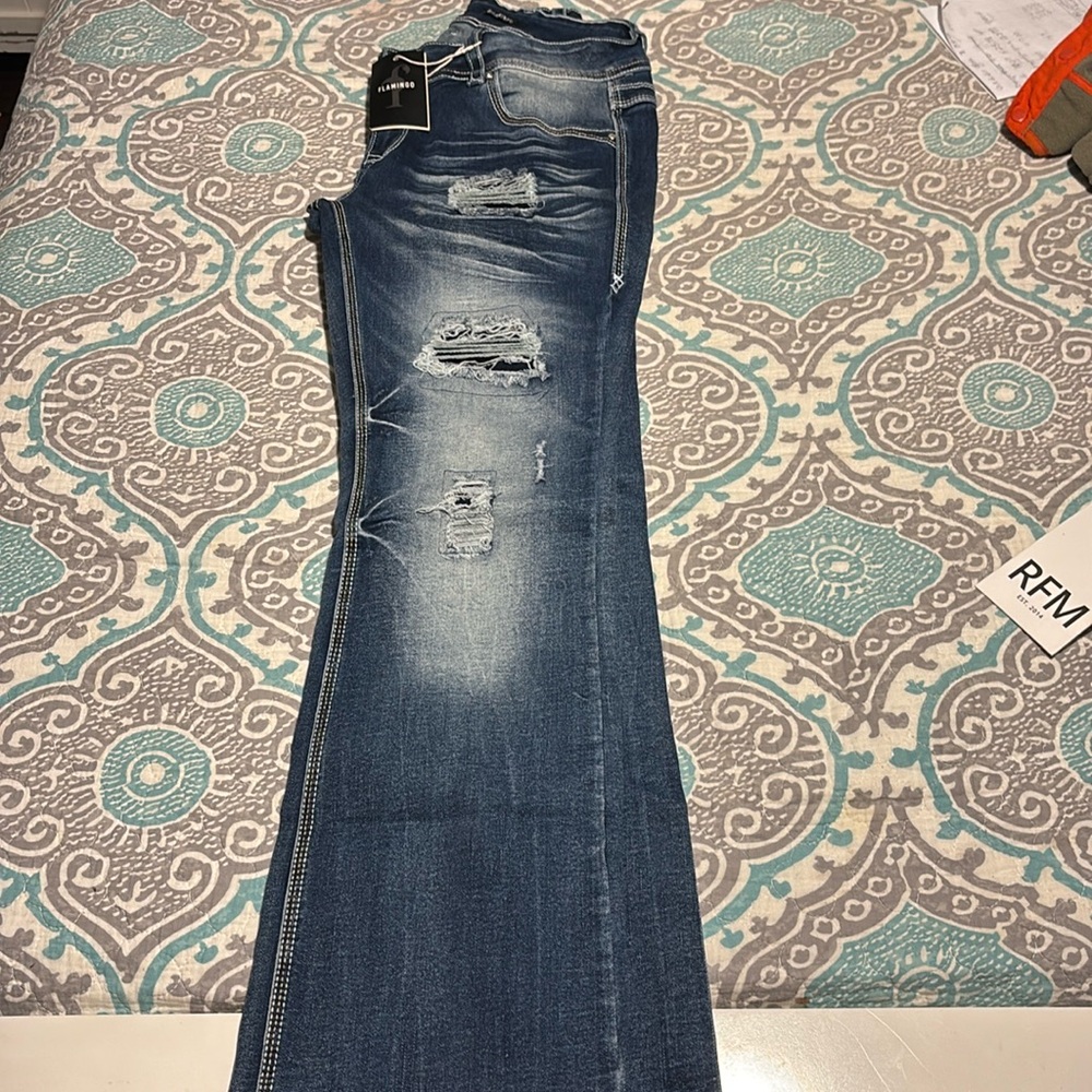 Flamingo jeans holes made in them acid washed never been worn size 30 boot